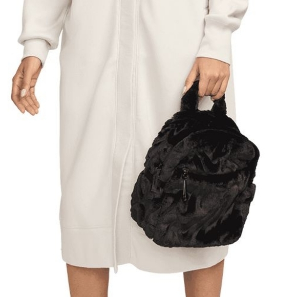 *NWT* NIKE Mini Black Faux Fur Backpack - Picture 9 of 16